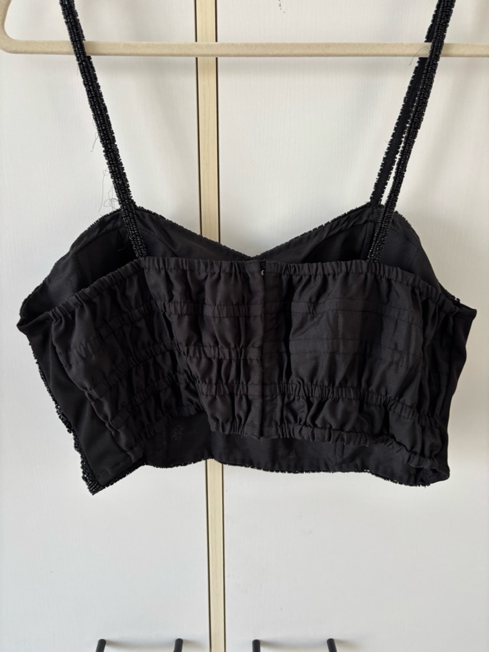 Heavy Beaded Smocked Crop Top Luxe Statement Bustier Festival Evening Event XL - Picture 9 of 16